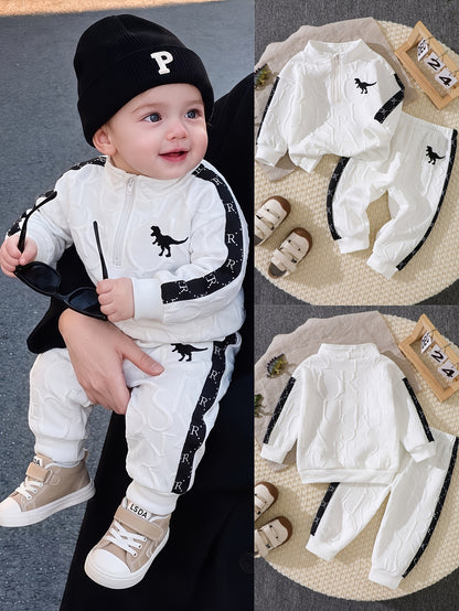 Boys' Dinosaur Sweatshirt & Pants Set, Fall/Winter Casual Wear