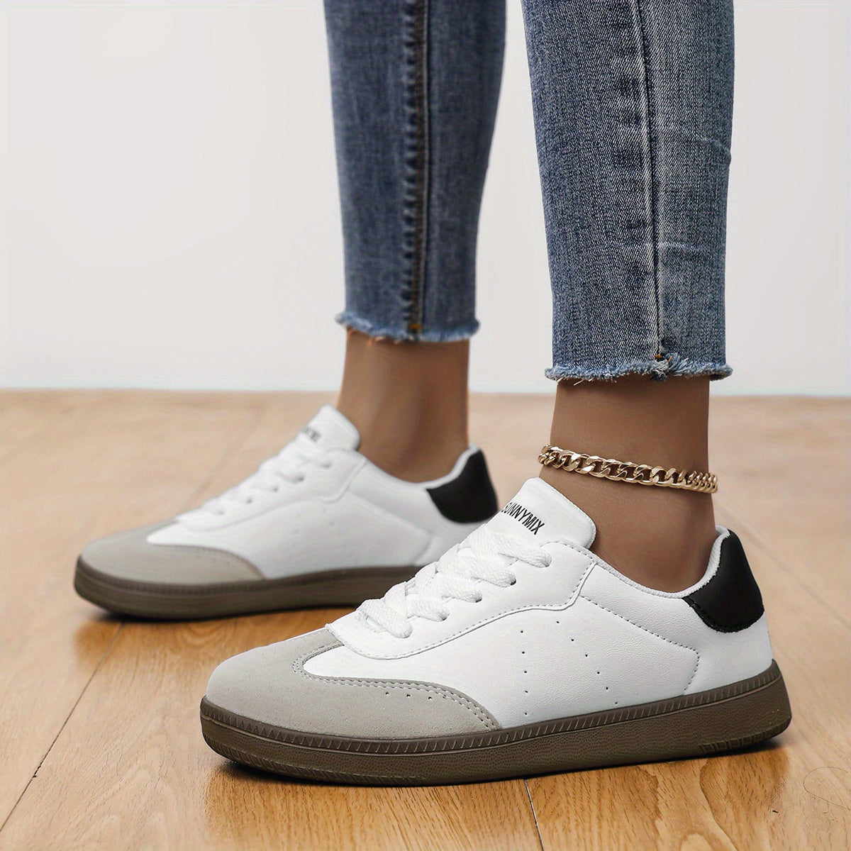 DJSUNNYMIX Women's Casual Sneakers - Stylish Low-Top Walking Shoes with PU Cover Upper, EVA Sole, and Fabric Lining for All-Day Comfort - Perfect for Outdoor Activities and Casual Attire, Ladies Sneakers