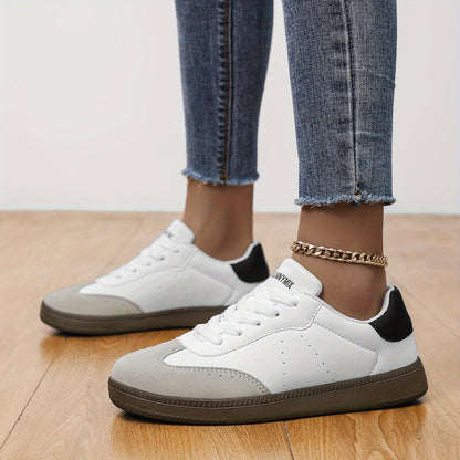 DJSUNNYMIX Women's Casual Sneakers - Stylish Low-Top Walking Shoes with PU Cover Upper, EVA Sole, and Fabric Lining for All-Day Comfort - Perfect for Outdoor Activities and Casual Attire, Ladies Sneakers