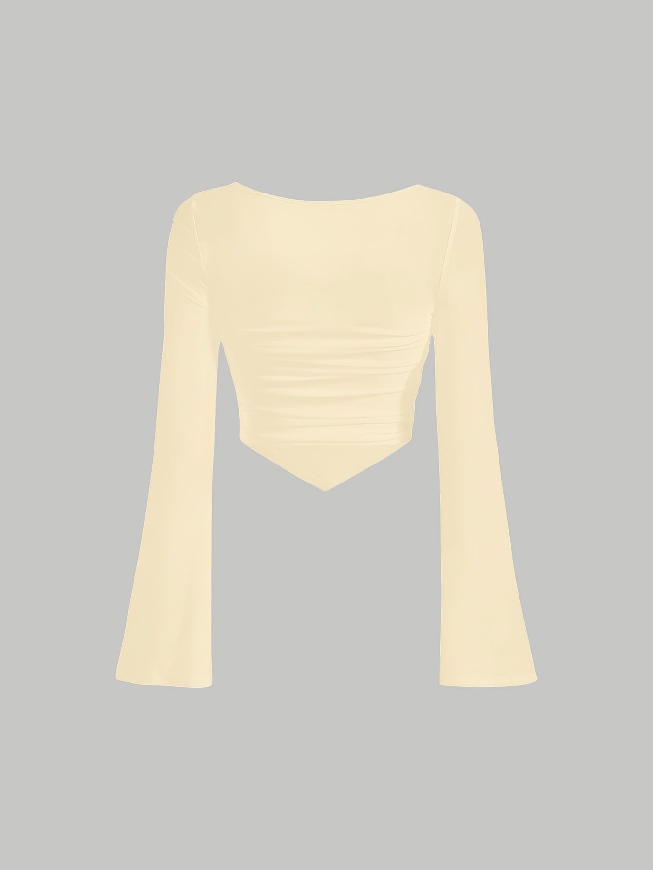 Women'S Elegant Square Neck Solid Color T-Shirt, Polyester Knit Fabric, Short Length, Stretchy Slim Fit, Spring/Fall Fashion Top