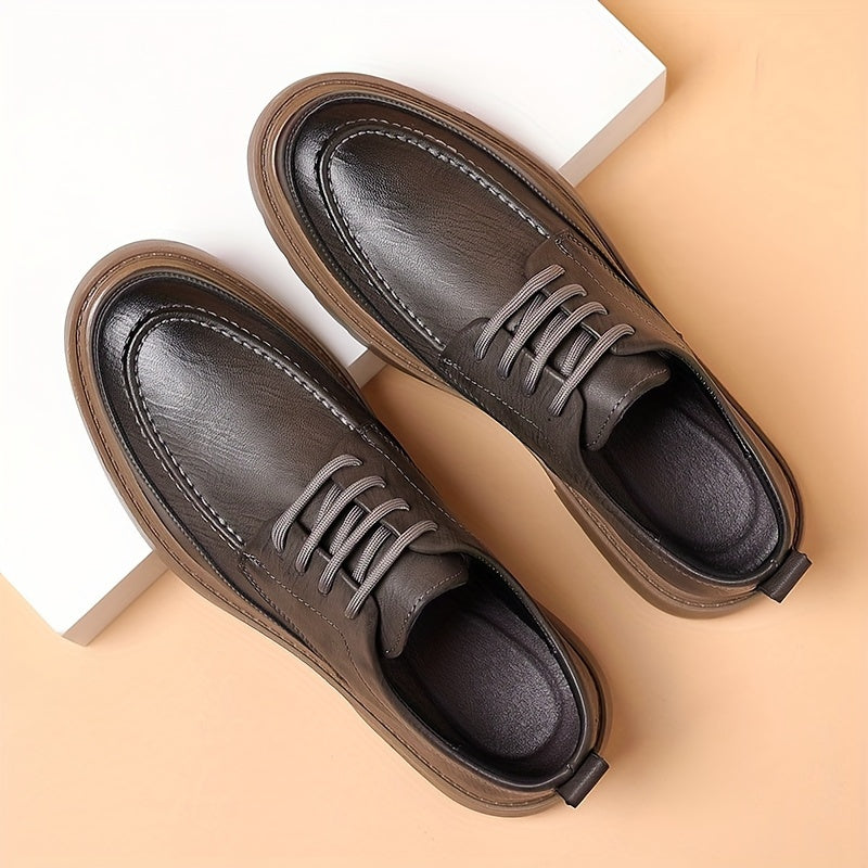 Men'S Solid Color Low-Top Elegant Boots, Comfortable Non-Slip Wear-Resistant Rubber Sole Men'S Outdoor Activity Shoes with Laces