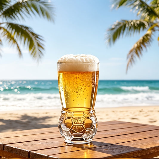 Creative Soccer Beer Glass Cup with Plaid Design, Multipurpose