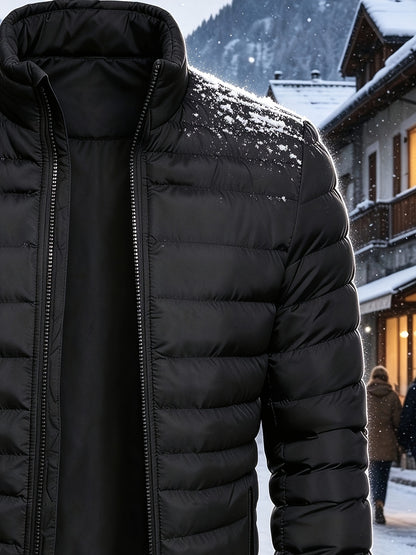 Men's Casual Stand Collar Zipper Jacket for Fall and Winter