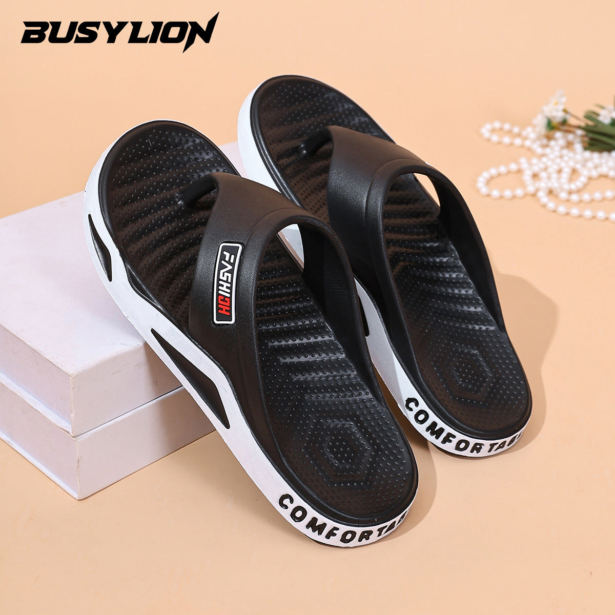 Men's Lightweight Fashion Sandals with Letter Print - Open Toe