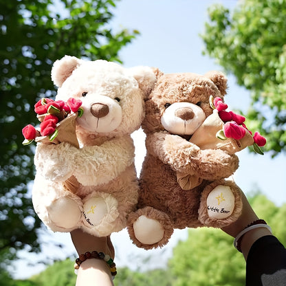 29.97 սմ սիրուն փափուկ արջուկ գլխարկով և վարդով - փափուկ / խաղալիք խաղալիք, հարմար է Սուրբ Ծննդյան, նվերների,, գրկախառնվող ուղեկից քնելու և զարդարելու համար