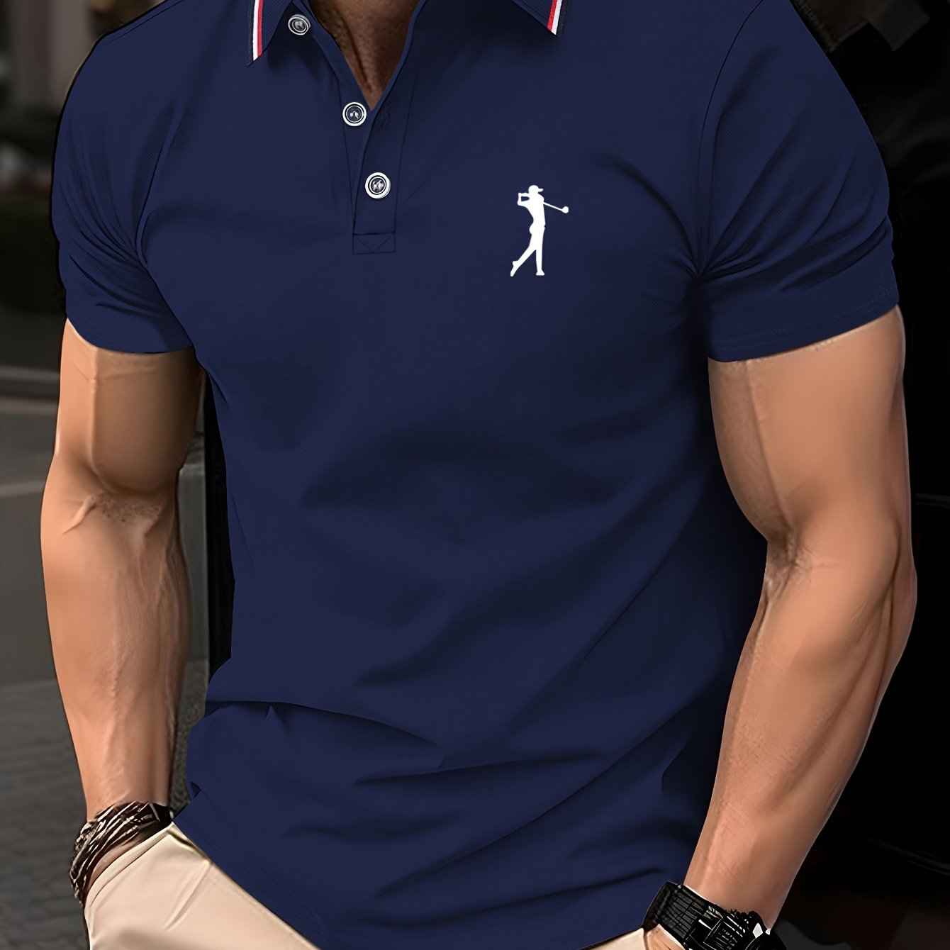 Golf Print Polo վերնաշապիկ, տղամարդու վերնաշապիկ, ամառային պատահական կարճաթև վերնաշապիկ