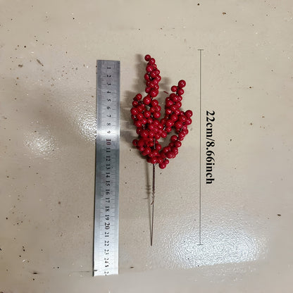 12 Pack Festive Red Artificial Berry Branches, 8.66ft/22cm, Christmas Tree Picks, DIY Crafts, Wedding & Home Decorations, Holiday Party Supplies