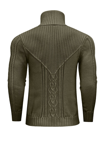 Men'S Casual Winter High Neck Turtleneck Sweater | Black Solid Color, Medium Stretch Fabric, Regular Fit, Hand Wash Only, Sleek Knitwear, Long Sleeve, Rib-Knit Detail