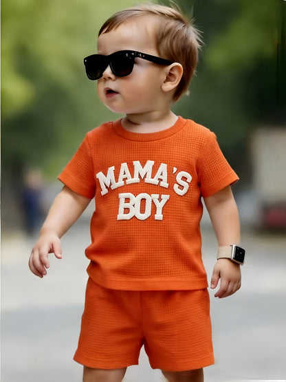 Boys' Casual Summer 2-Piece Pullover Set with Alphabet Print