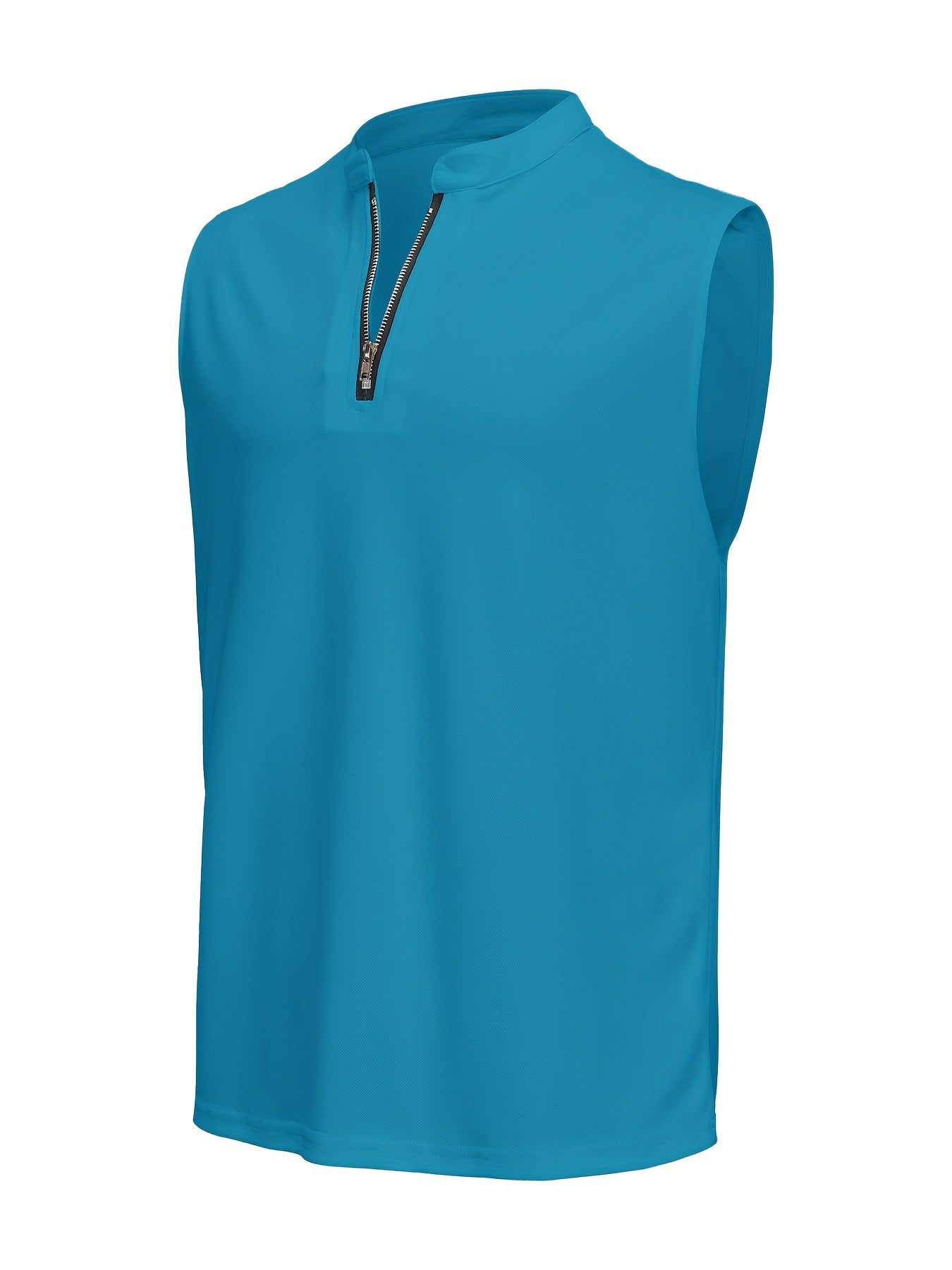Men's Sleeveless V-Neck Shirt with Quarter Zip - Lightweight Summer To
