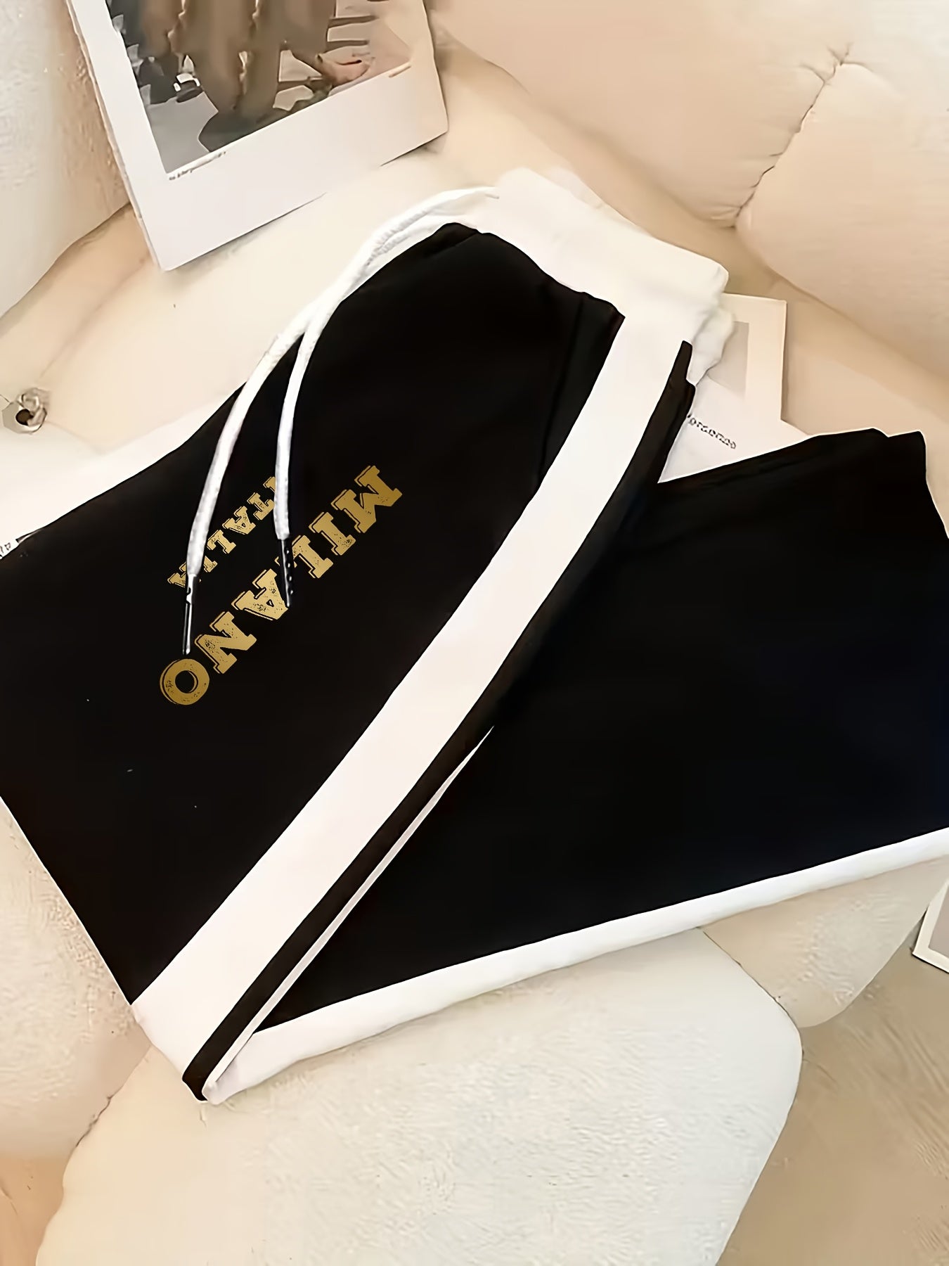 Women’s Casual Commuter 2-Piece Polyester T-Shirt & Wide-Leg Pants Set