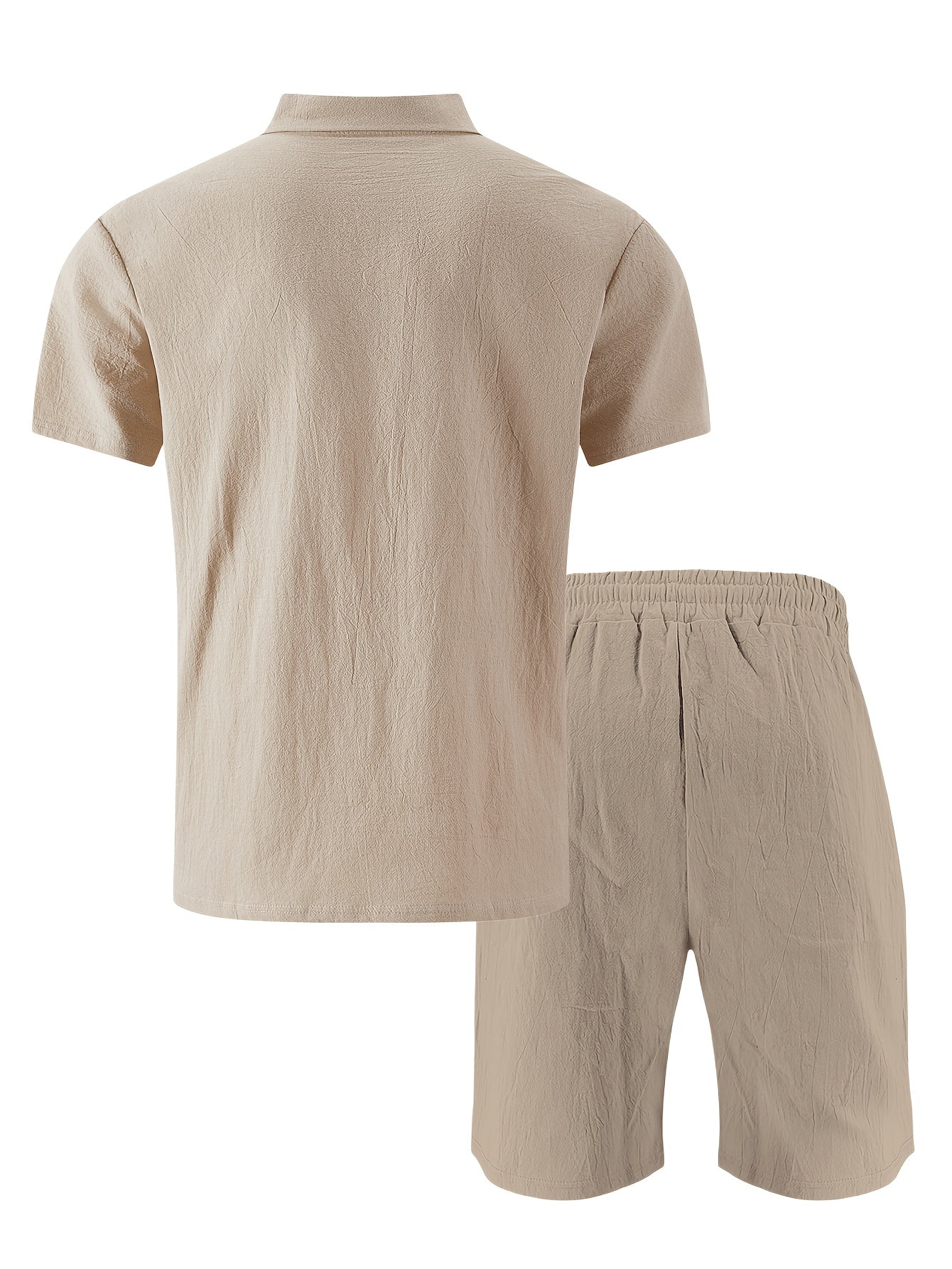 Men's Casual Linen Polo Shirt & Loose Shorts Set for Summer