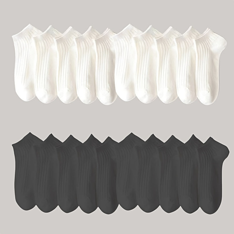 10/20/30/50 Pairs of Socks Spring/Summer Sweat Absorbing Men's and Women's Style Small White Socks Simple and Versatile High-looking Short Socks Boat Socks