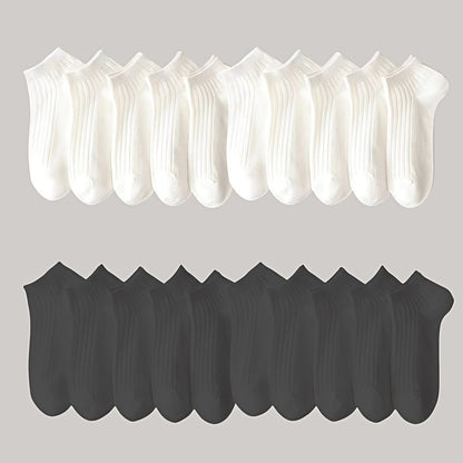 10/20/30/50 Pairs of Socks Spring/Summer Sweat Absorbing Men's and Women's Style Small White Socks Simple and Versatile High-looking Short Socks Boat Socks