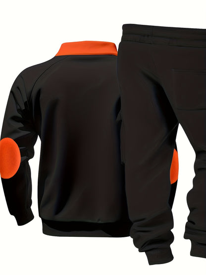 Men's New Product: Men's Casual Sportswear Set for Outdoor Workwear and Daily Commuting, Fashionable Hoodless Sweatshirt with Lining and Extra Thickness, Suitable for Outdoor Walks