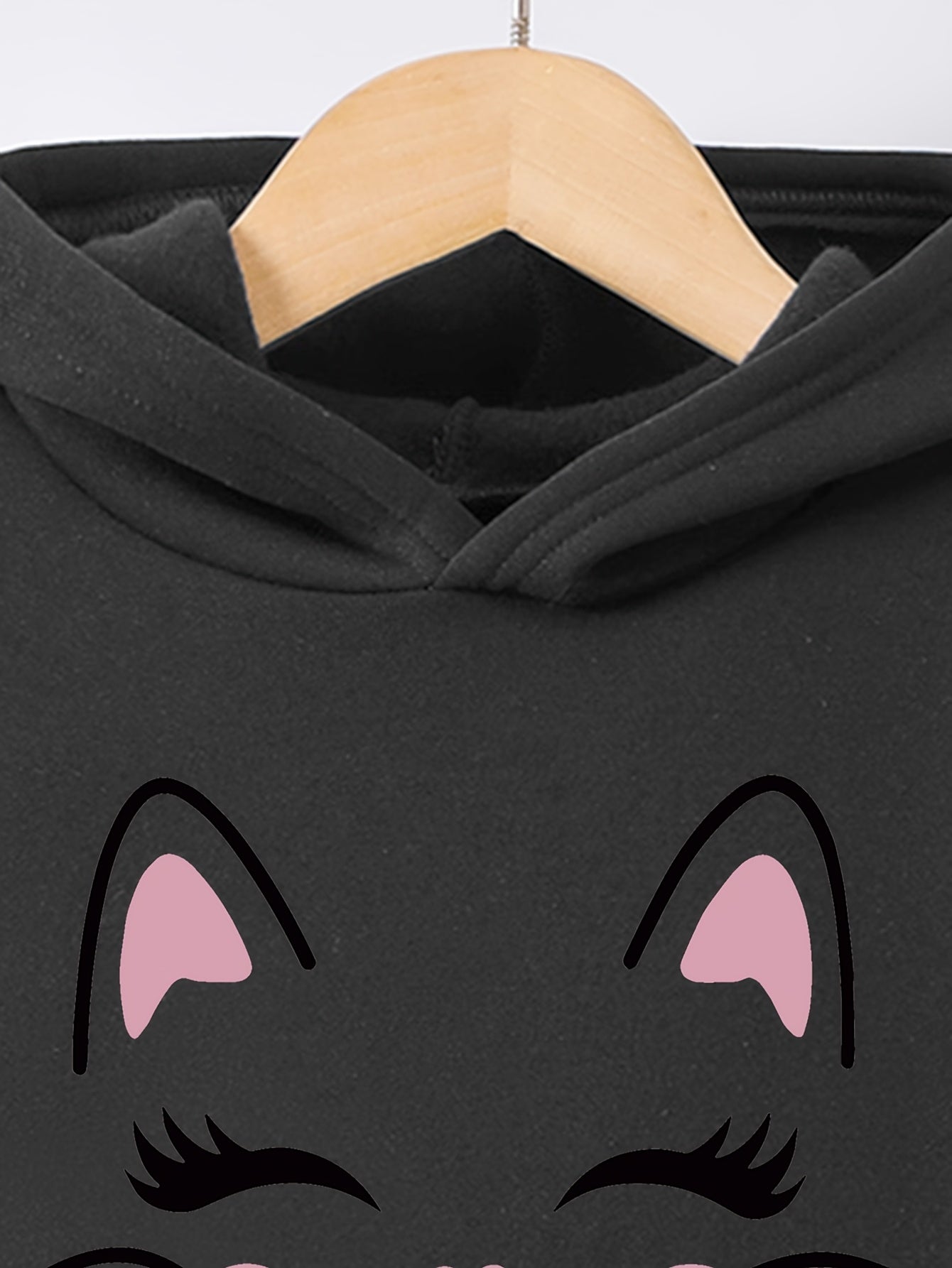 Աշուն/Ձմեռ ժպիտով դեմքով կատվիկի գրաֆիկական նախշերով տաք բրդյա գլխարկով սվիտեր և սպորտային տաբատ աղջիկների համար, զբոսանքի համար