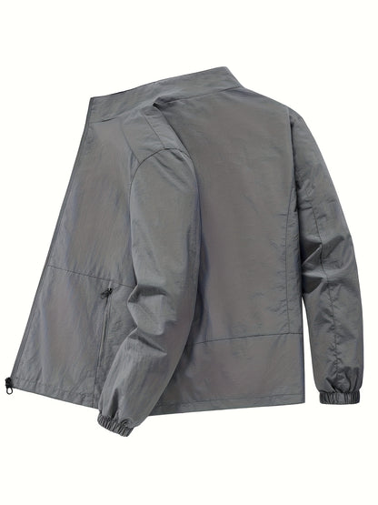 Տղամարդու ձիթապտղի կանաչ բոմբեր բաճկոն՝ կանգնած օձիքով - ամենօրյա, հարմարավետ, կայծակաճարմանդով վերնազգեստ՝ բացօթյա գործունեության համար, ամենօրյա հագուստ | Կանգնած օձիքով բաճկոն | Կայծակաճարմանդով բաճկոն