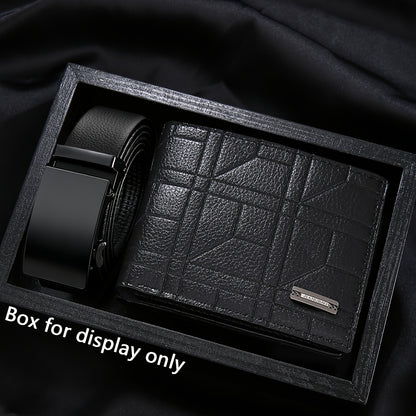 2pcs of Men'S Wallets + Men'S Belt, Stylish And Casual Business Elegant Versatile Men'S Wallet, Suitable for Daily Use, a Gift for Fathers on Christmas And Valentine'S Day, a Must-Have for Trendy Men, No Gift Box Included