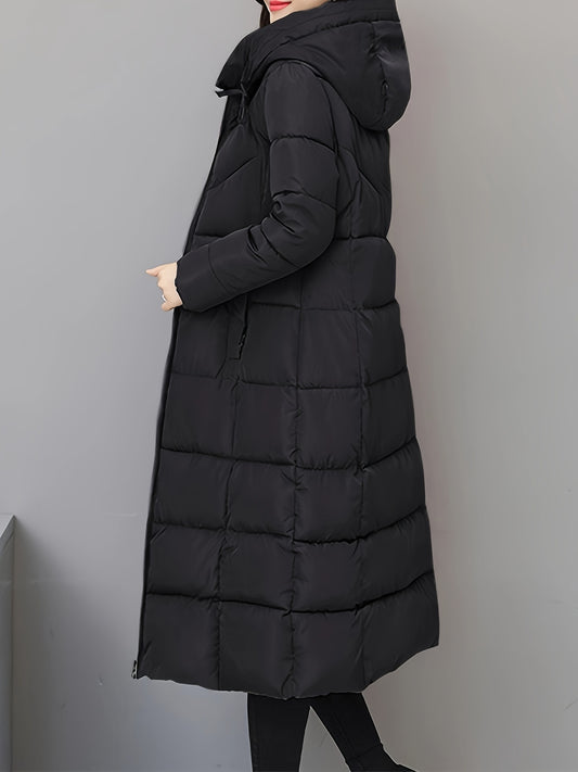 Thickened Long Hooded Coat for Women, New Winter Style, Slim Fit Knee-Length Winter Jacket.