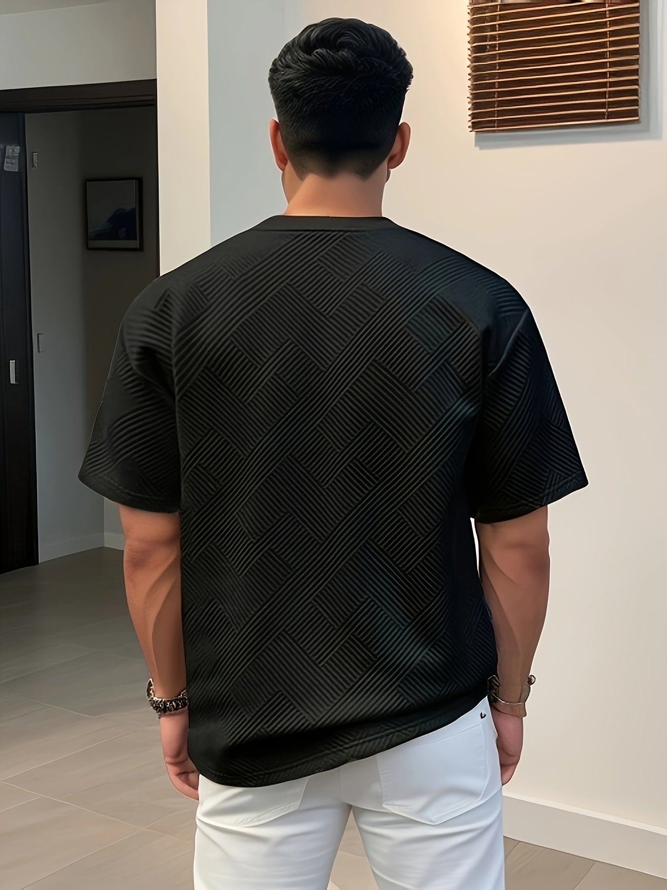 Men's Casual Solid Color Summer Crew Neck Polyester T-Shirt
