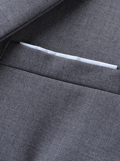 Men'S Casual Work Suit Polyester Solid Color Lapel Button Regular Fit Woven Pants and Jacket for Spring/Summer