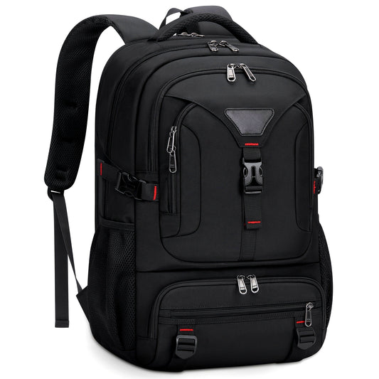 NUBILY 17.3-Inch Men'S Laptop Backpack, 50L Travel Pack, Large Work Backpack for School, College, Business - Non-Food Contact, Black Oxford Fabric with Mesh Windows, Zipper Closure, TSA-Compliant, College Backpack   Sleek Bac