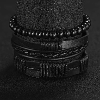 Men's Fashion Digital Dial Large Face Business Trend Quartz Watch + Bracelet Set, 4pcs Set (Watch Box Not Included)