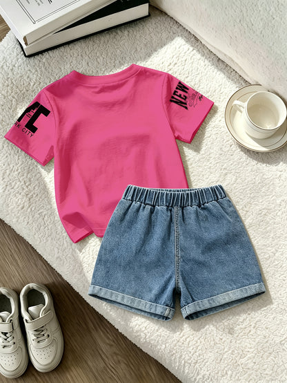 Summer Boys Los Angeles Print T-Shirt & Distressed Shorts Set