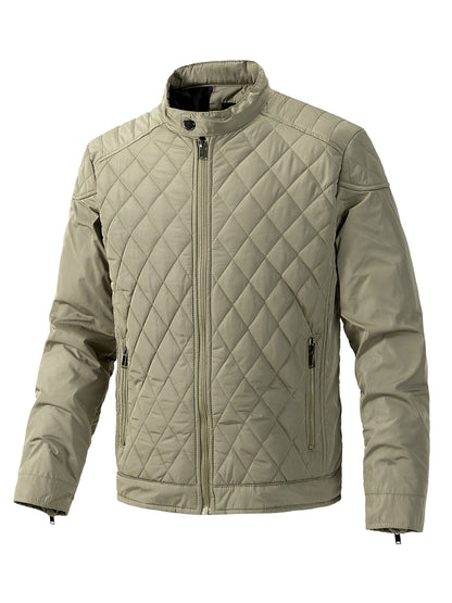 Men's Lightweight Padded Jacket with Stand Collar - Slim Fit