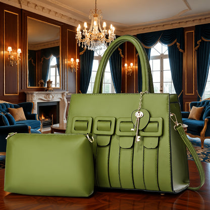 Women’s Faux Leather 2-Piece Bag Set - Crossbody & Tote