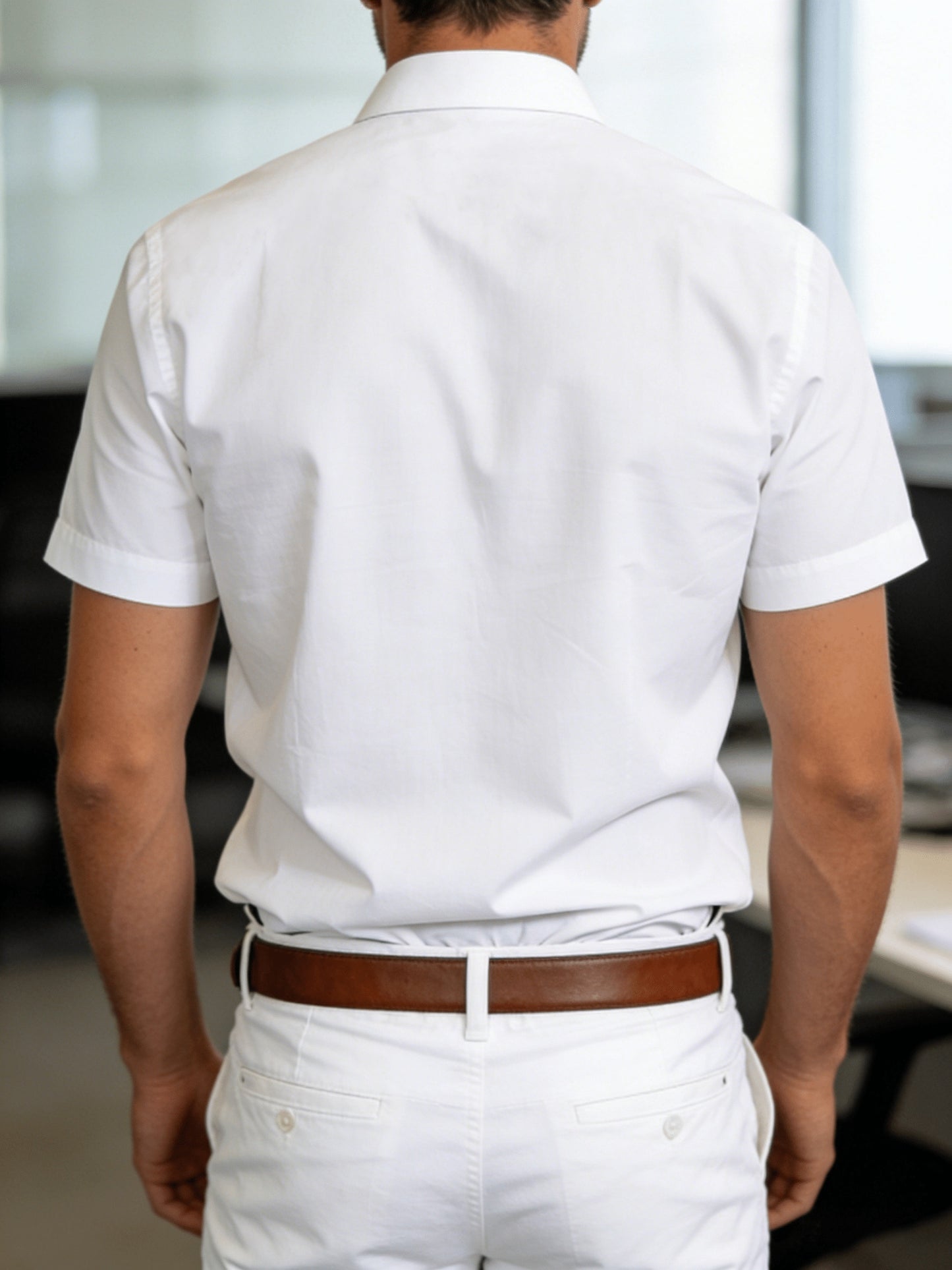 Men's 100% Cotton Short Sleeve Lapel Shirt for Summer