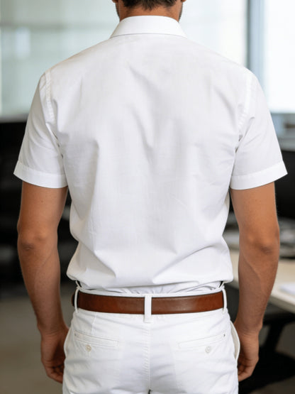 Men's 100% Cotton Short Sleeve Lapel Shirt for Summer