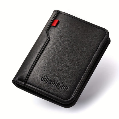 1pc Men'S Vintage Faux Leather Credit Card Wallet, Slim and Soft Design, Multiple Card Slots, Business Style Driver'S License Card Holder, Travel Zero Wallet