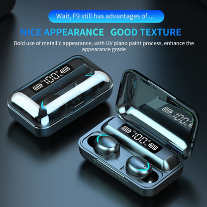 In-Ear TWS Wireless Earbuds with 9D HiFi Stereo Sound, HD Mic, Voice Call, Touch Control, LED Display Charge Case, 800mAh USB Rechargeable Lithium Battery for Gaming - Non, Tangle-Free Cable Included