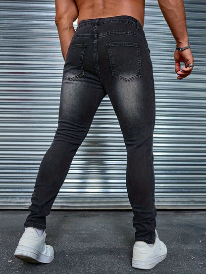 Men's Slim Fit Jeans - Rayon Blend, Stretch Denim, Solid Color, Machine Washable, Everyday Denim|Slim Fit Jeans|Rayon Blend Denim