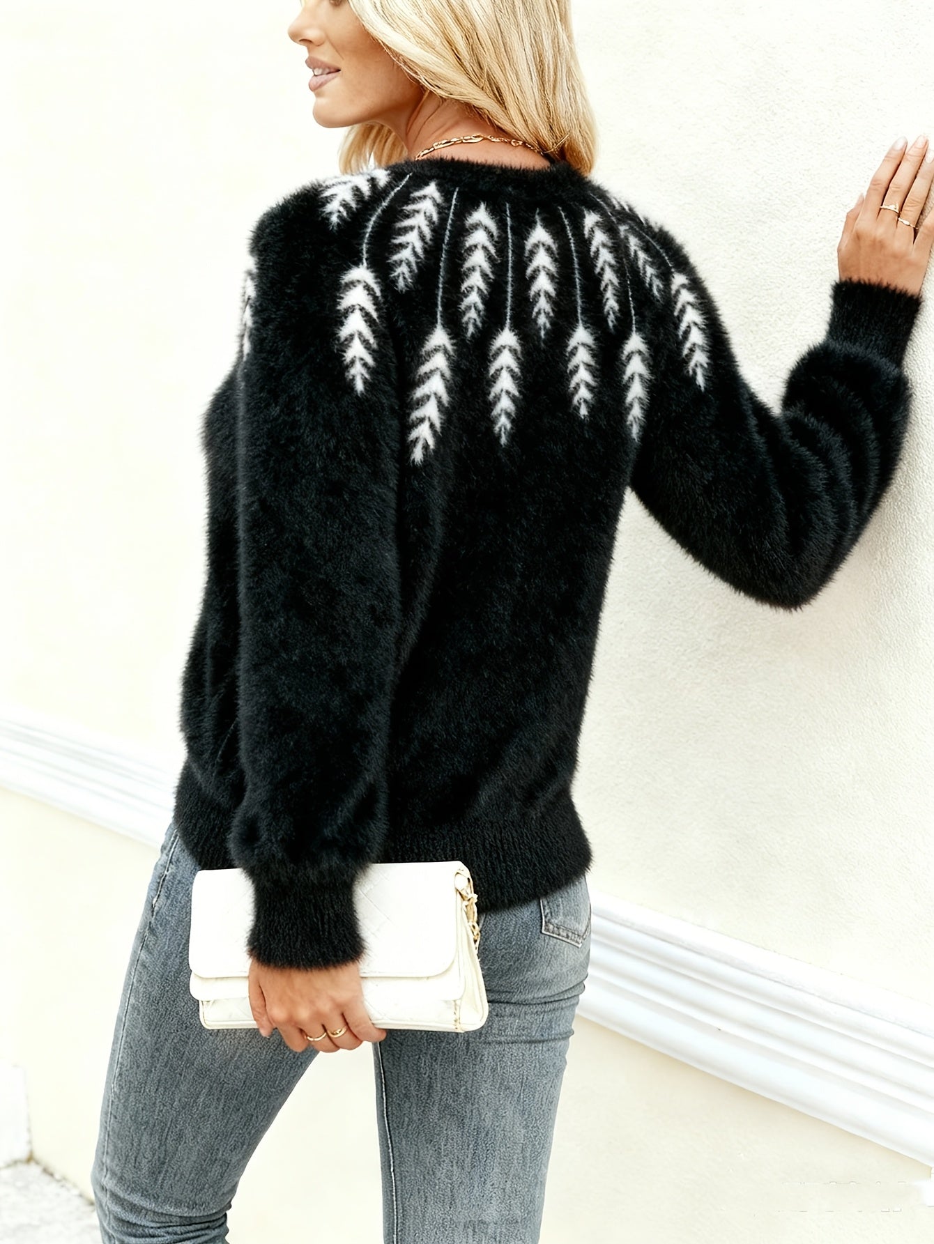 Women's Burgundy Winter Cardigan Sweater - Elegant Collar & Pine Tree Pattern, Soft Stretchy Pullover Jacket, Long Sleeve Cozy Sweaters for Fall/Winter, Christmas, Korean Fashion, Pininterest Outfits (Machine Washable)