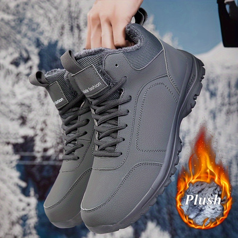 Men's Winter High-Top Footwear - Thick Insulation for Cold Protection, Comfortable Hiking and Walking Shoes