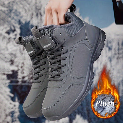 Men's Winter High-Top Footwear - Thick Insulation for Cold Protection, Comfortable Hiking and Walking Shoes