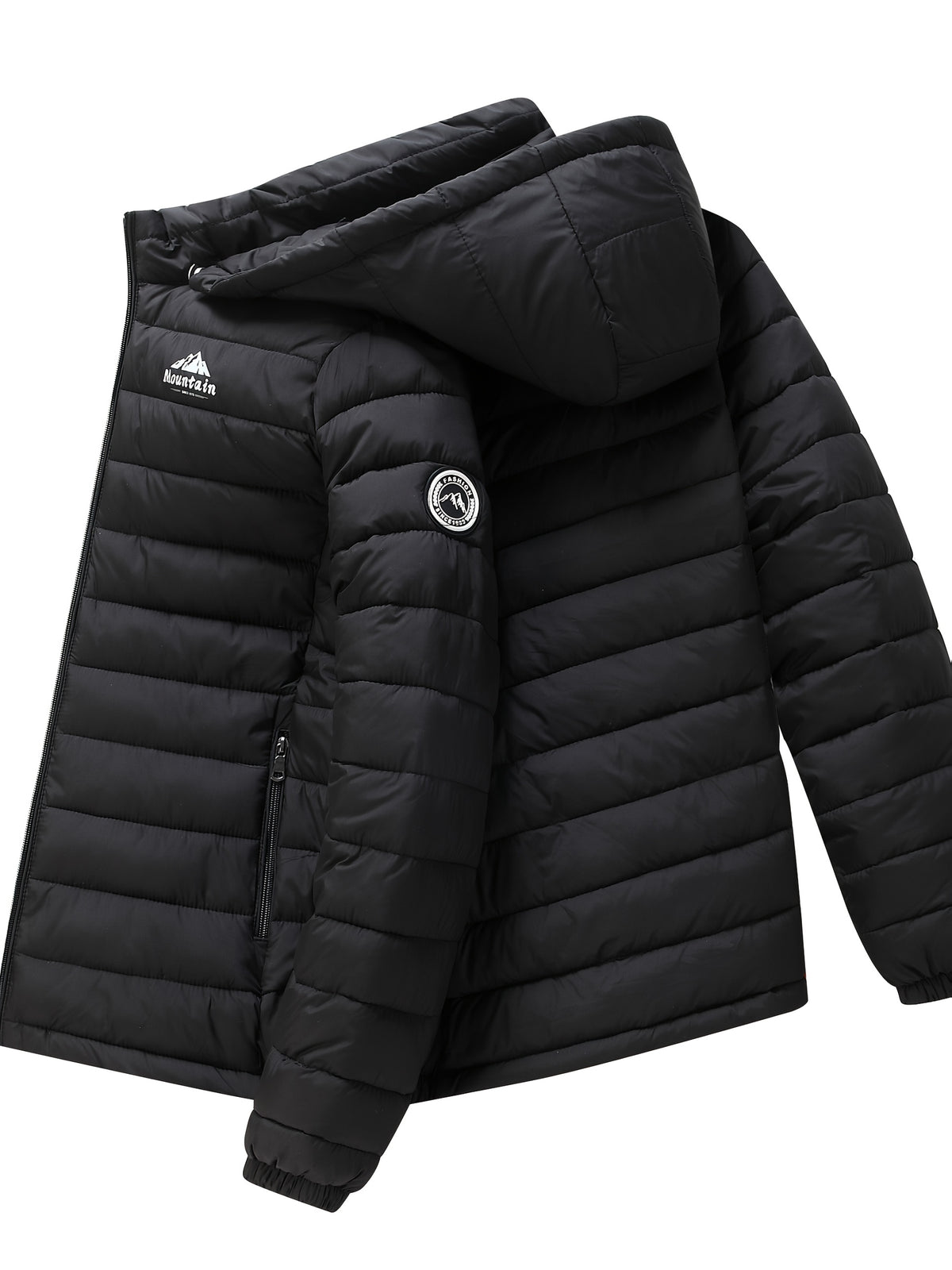 Men's Windproof Quilted Hooded Winter Jacket, Casual Warm Coat