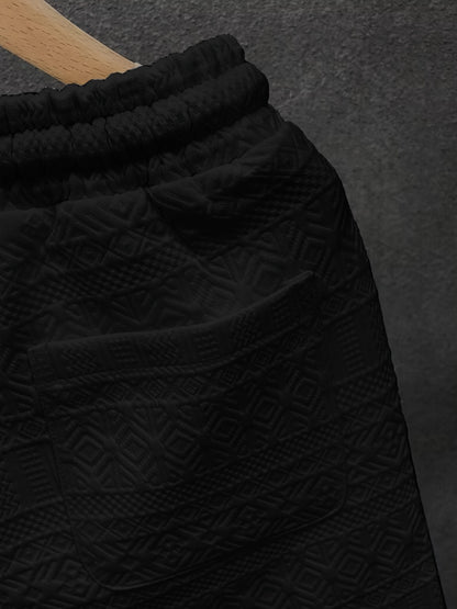 Men's Casual Drawstring Shorts - Breathable Polyester Blend, Perfect for Summer Outings & Hiking