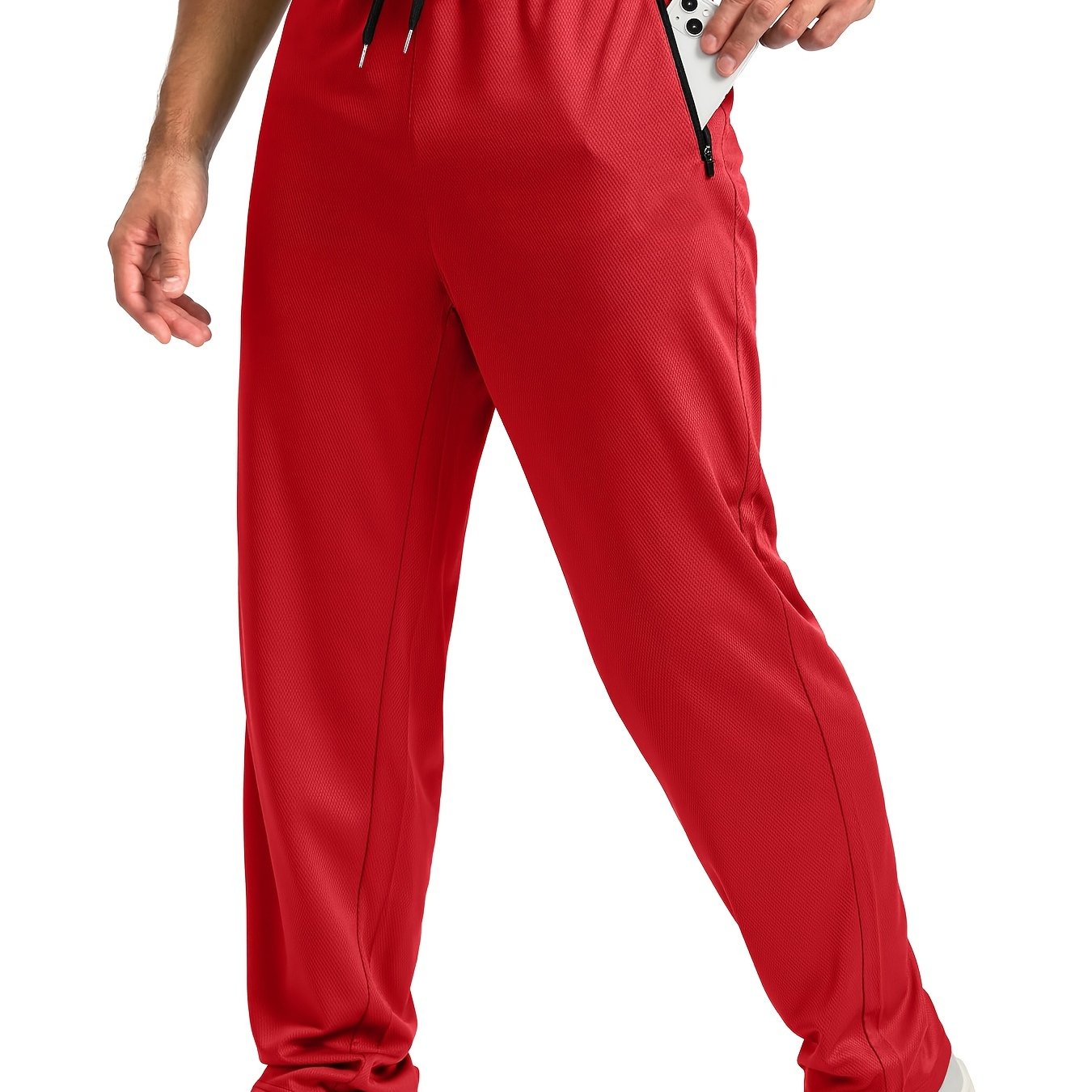 Men's Sports Pants With Drawstring And Zippered Pockets, Lightweight And Breathable Bottoms For Running/Casual Wear