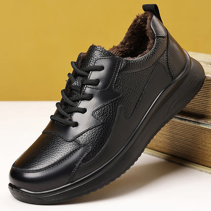 Men'S Winter Warm Lined Shoes | Genuine Faux Leather with Fleece Lining, Non-Slip Casual Sports Shoes, Perfect for Daily Commute and Hiking, Comfortable Lightweight, Suitable for 11 Holidays