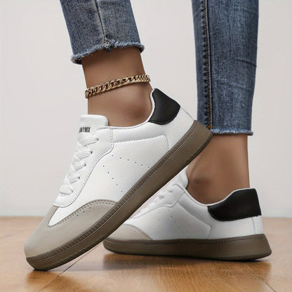 DJSUNNYMIX Women's Casual Sneakers - Stylish Low-Top Walking Shoes with PU Cover Upper, EVA Sole, and Fabric Lining for All-Day Comfort - Perfect for Outdoor Activities and Casual Attire, Ladies Sneakers