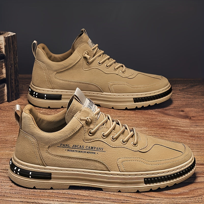 Men's Trendy Mid Top Skate Shoes, Durable Comfy Walking Shoes For Outdoor All Seasons - Traveling Hiking Activities