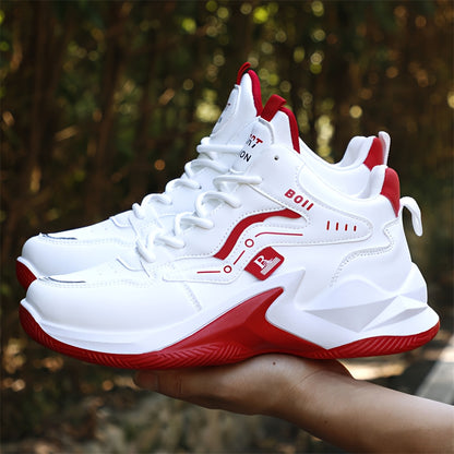 Men's high-top casual sports shoes fashion outdoor walking shoes for road running; lace-up wear-resistant versatile - ayq