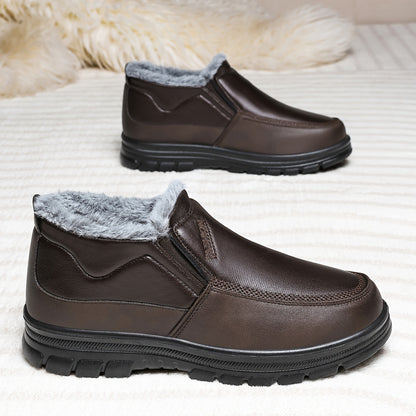 Տղամարդկանց ձմեռային ձմեռային կոշիկներ՝ բրդյա և կամարի հենարանով - Բոլոր եղանակների համար նախատեսված ցուրտ եղանակի լեռնագնացության կոշիկներ, սահքակայուն ռետինե ներբան, կլոր քթով դիզայն՝ առօրյա և բացօթյա հագուստի համար, լեռնագնացության կոշիկներ