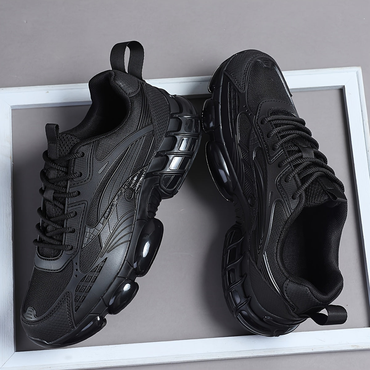 Men's Retro Low-Top Sneakers /Fabric Upper & Sole Lace-Up Sneakers - Cushioned Round Toe, Solid Color Casual Shoes Suitable for, Gym, Casual Attire, - Comfortable Footwear - ayq