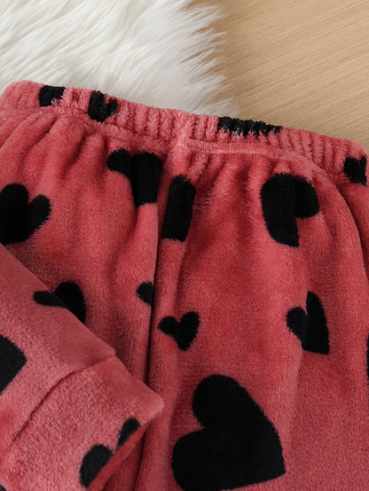 Աղջիկների համար նախատեսված սրտաձև նախշերով գլխարկով սվիտերի և տաբատի հավաքածու, նոր աշուն-ձմեռ, հարմարավետ, սիրուն, առօրյա, տաք, կատարյալ է բացօթյա օգտագործման համար