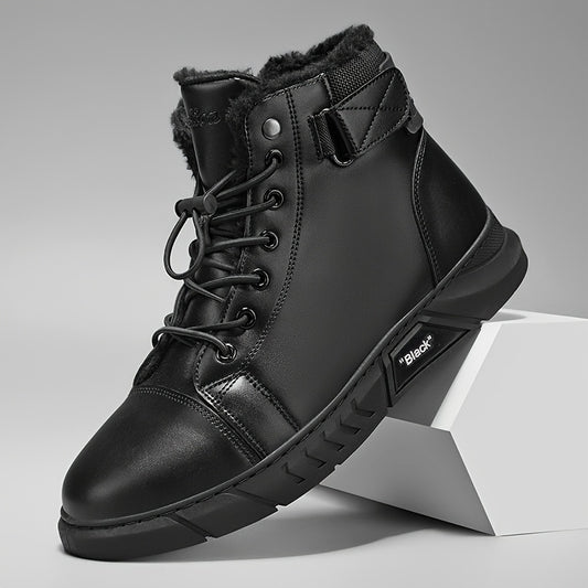 Men's Casual High-Top Hiking Boots with Warm Fleece Lining