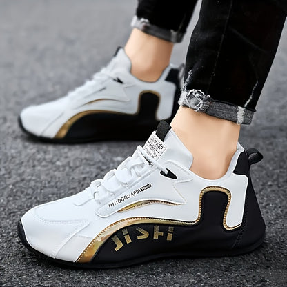Men's Casual Comfort Training Shoes, Low-Top Lace-Up Sneakers for Walking, Outdoor Activities, and Travel - PU Upper, Fabric Lining, PVC Sole